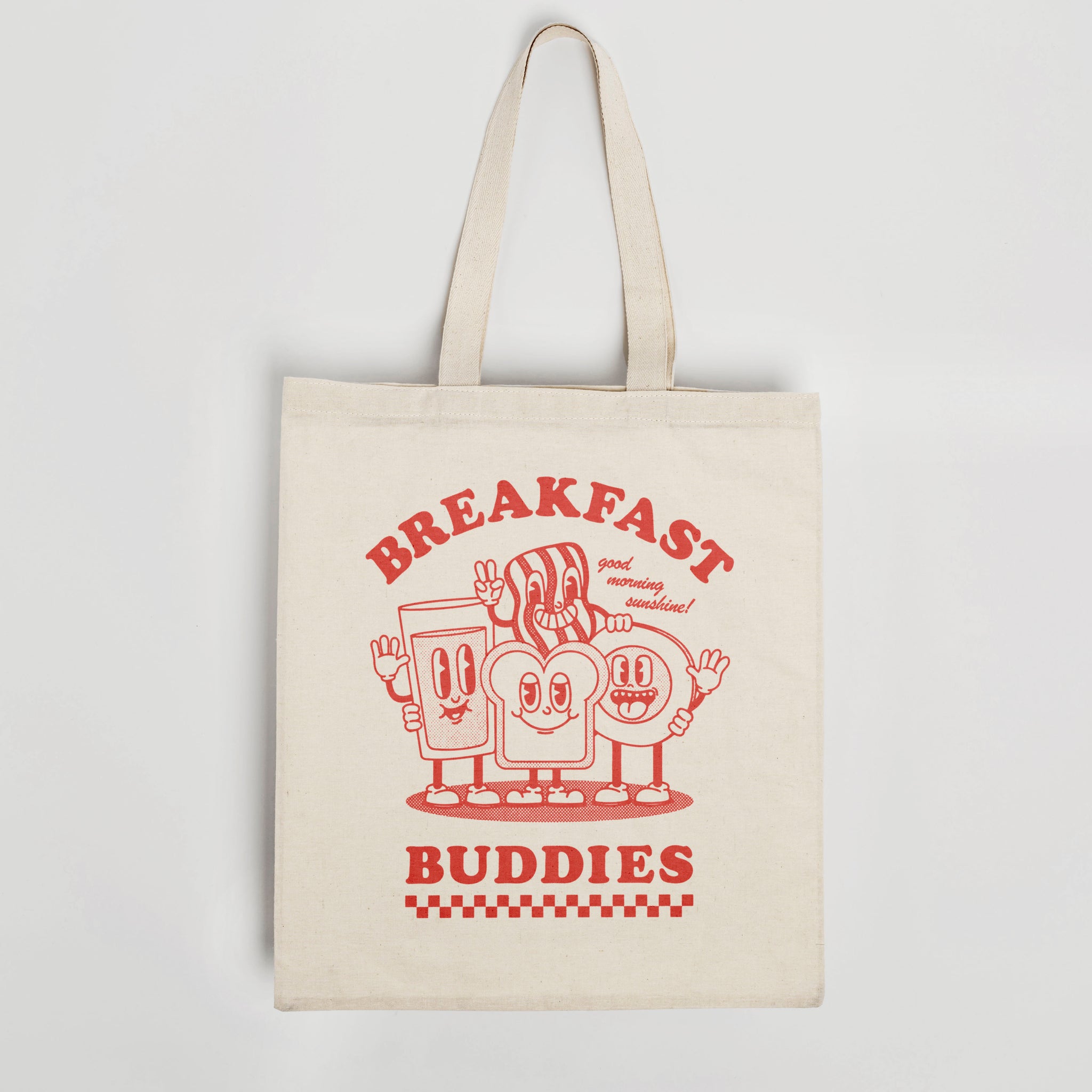 'Breakfast Buddies' organic cotton canvas tote bag