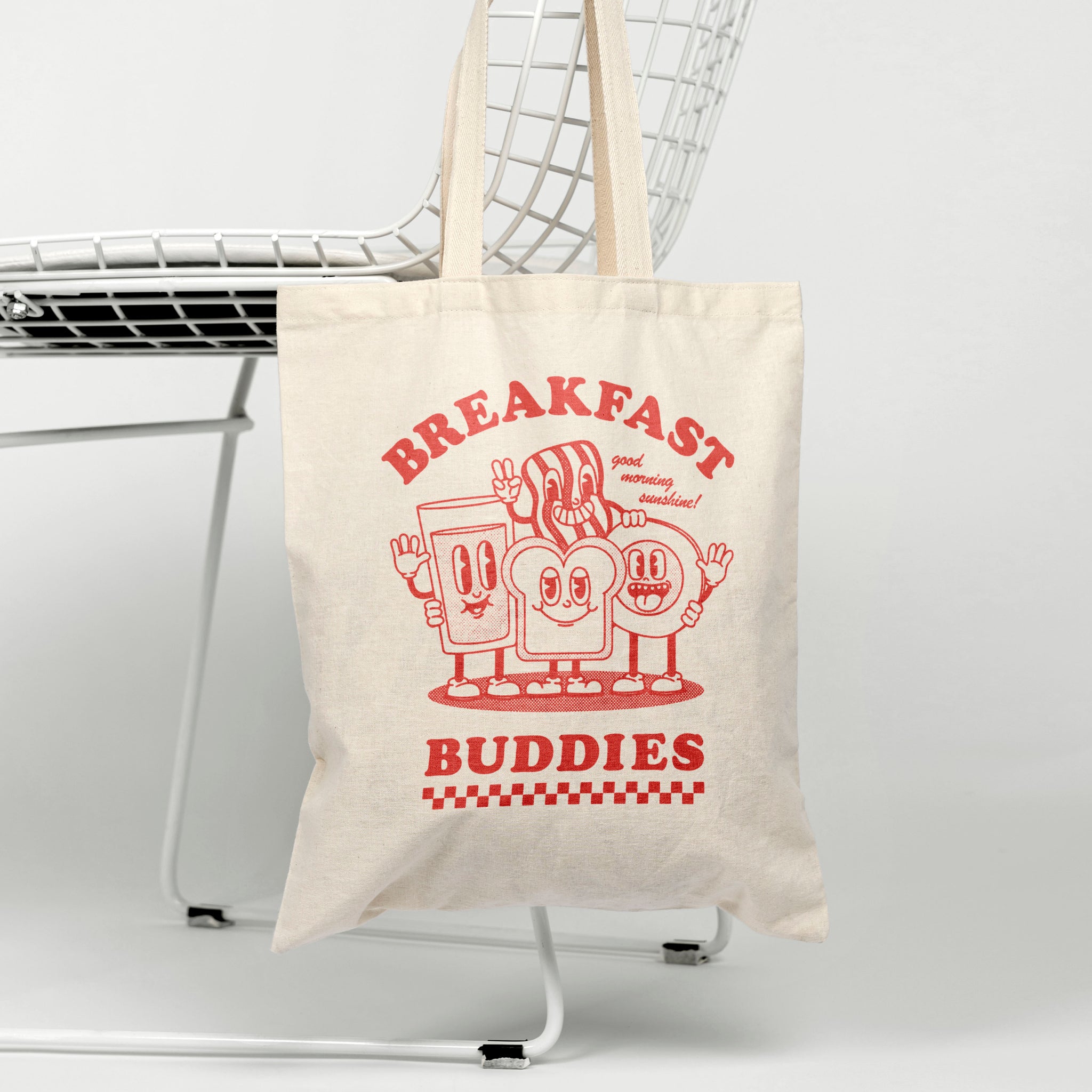 'Breakfast Buddies' organic cotton canvas tote bag