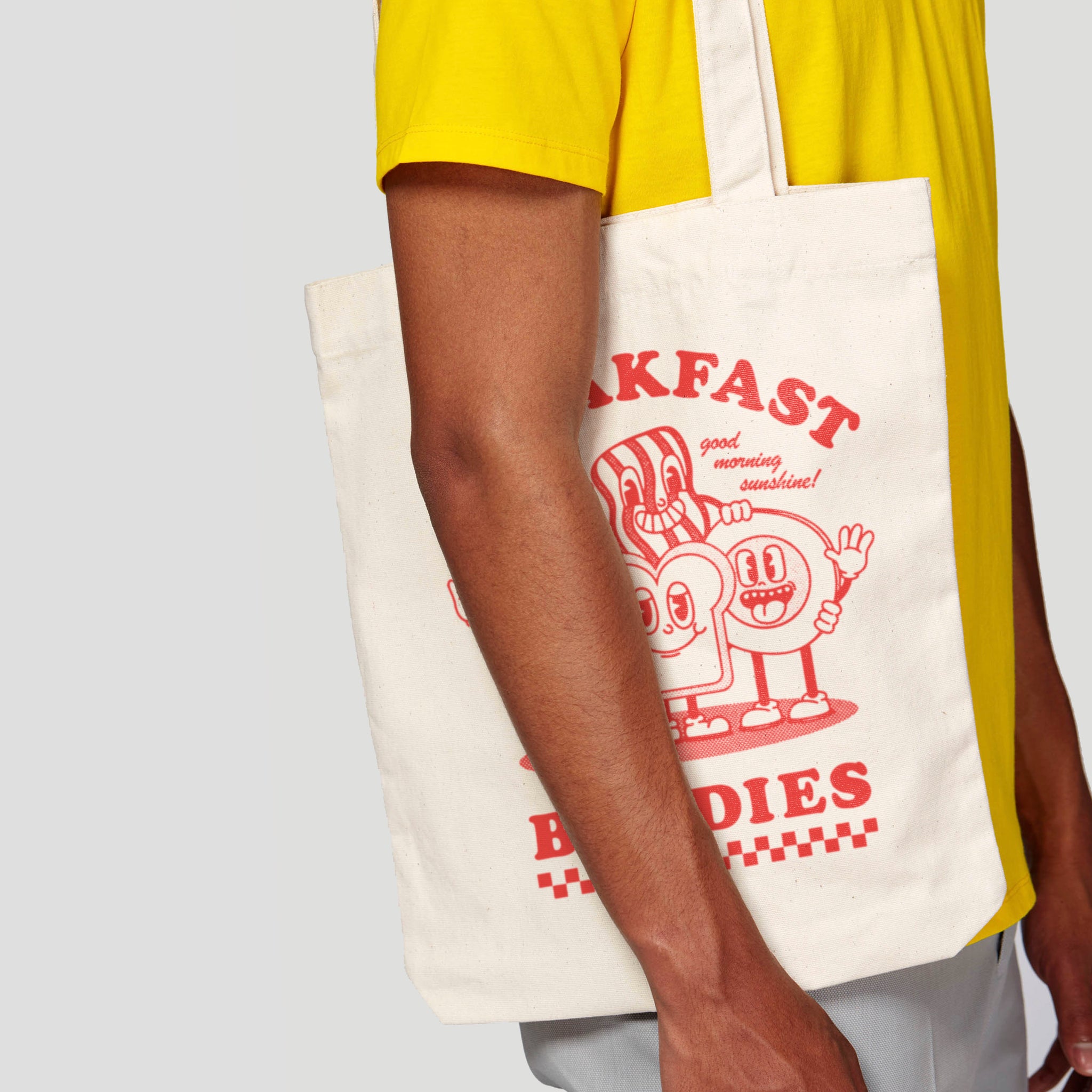 'Breakfast Buddies' organic cotton canvas tote bag