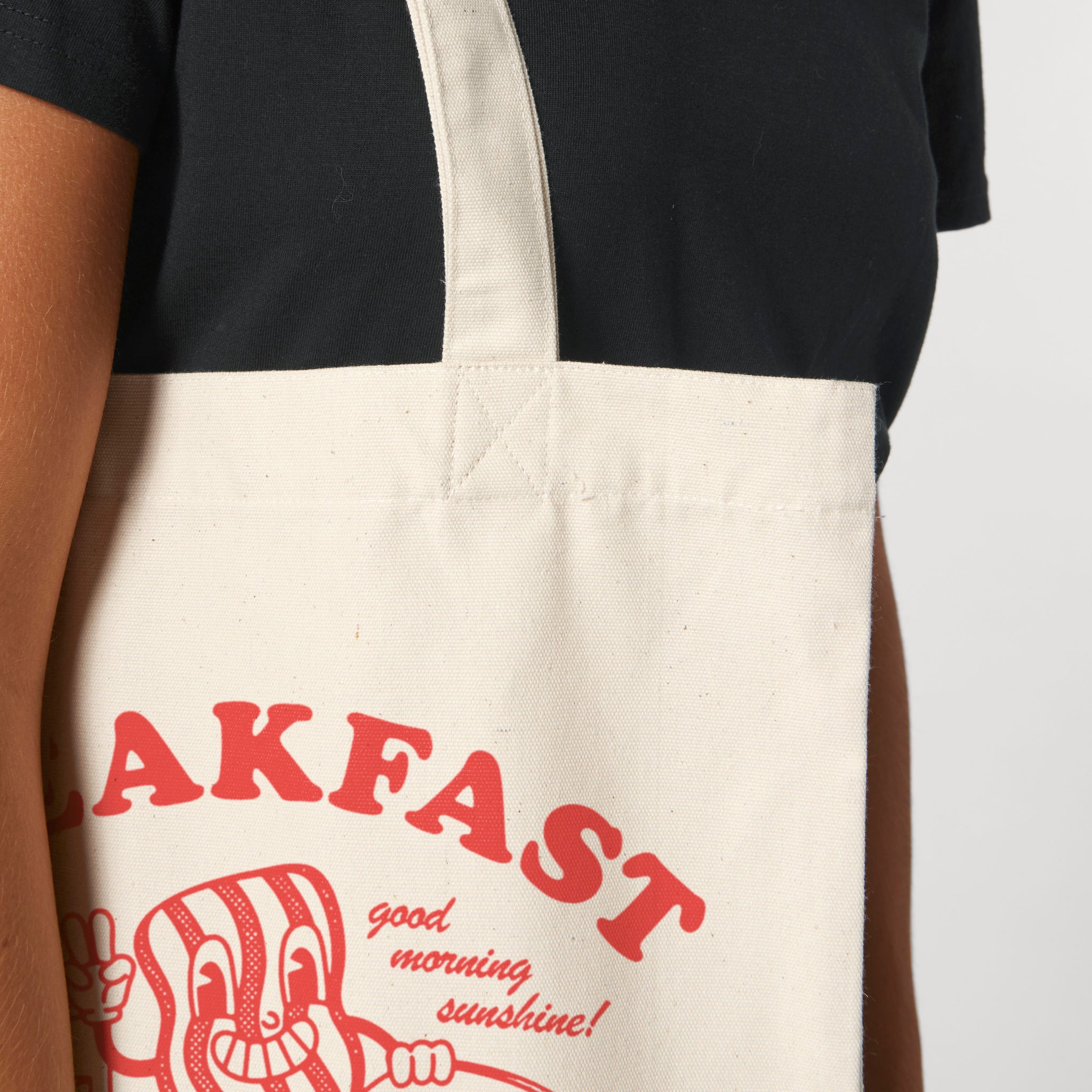 'Breakfast Buddies' organic cotton canvas tote bag