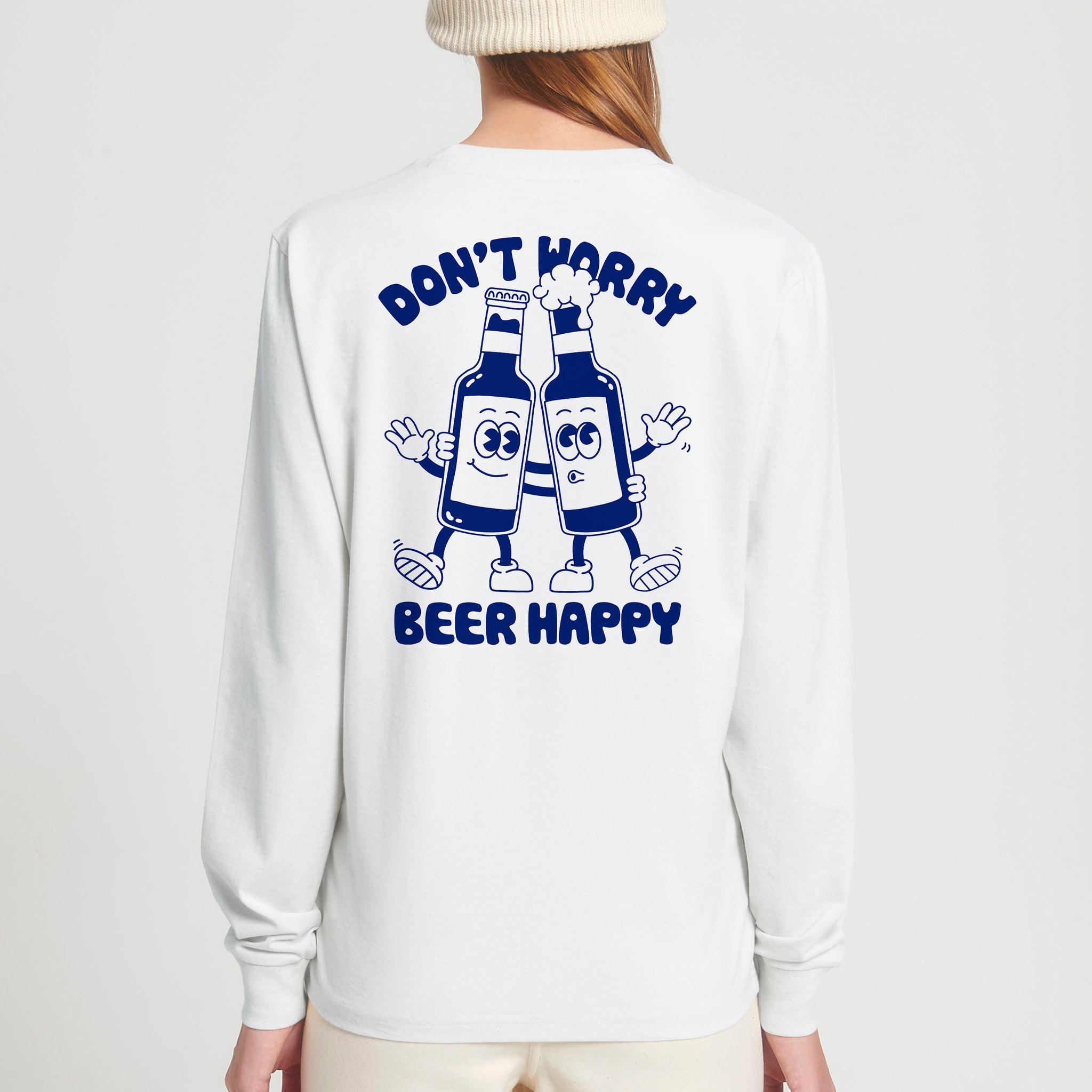 'Don't Worry Beer Happy' long sleeve T-shirt