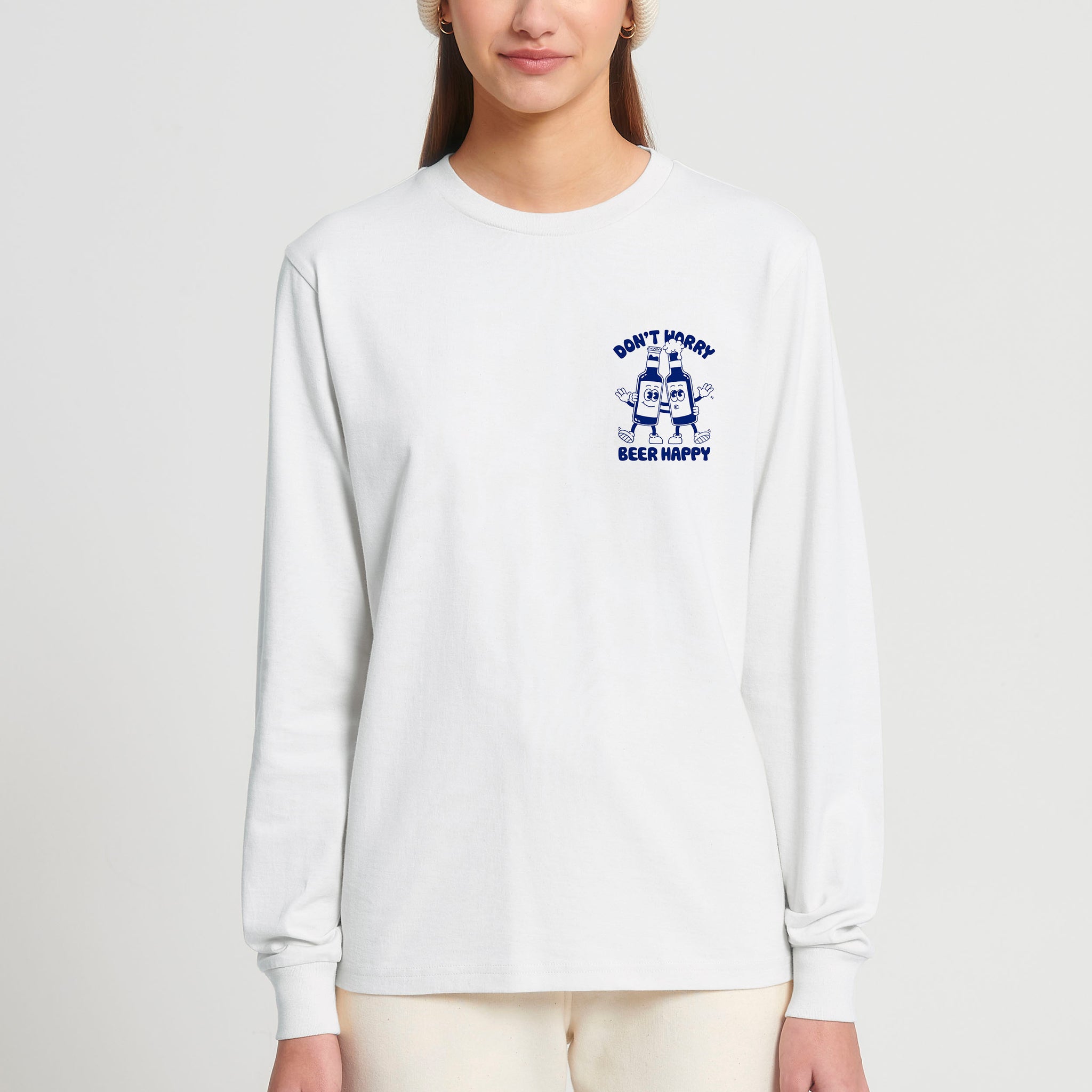 'Don't Worry Beer Happy' long sleeve T-shirt