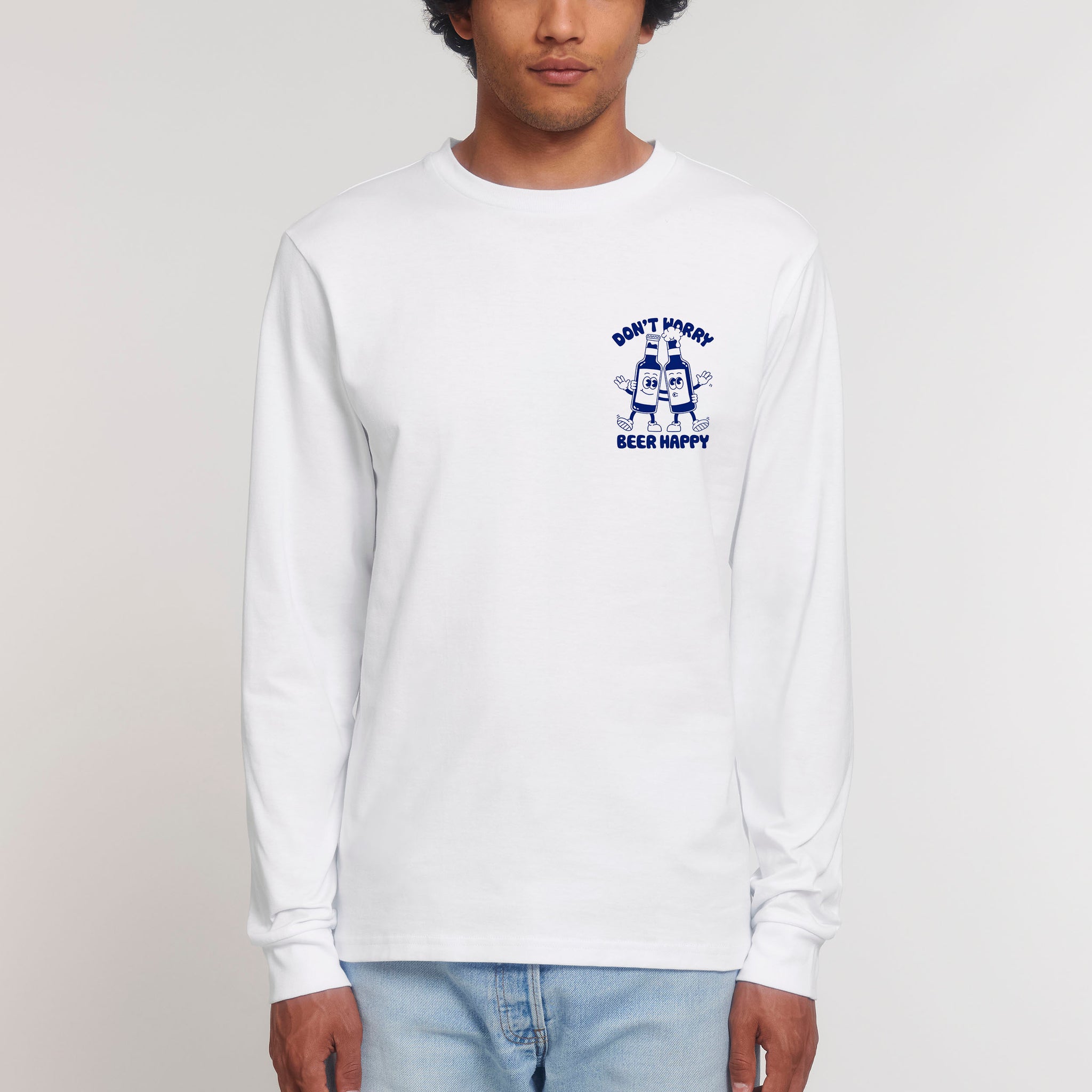 'Don't Worry Beer Happy' long sleeve T-shirt