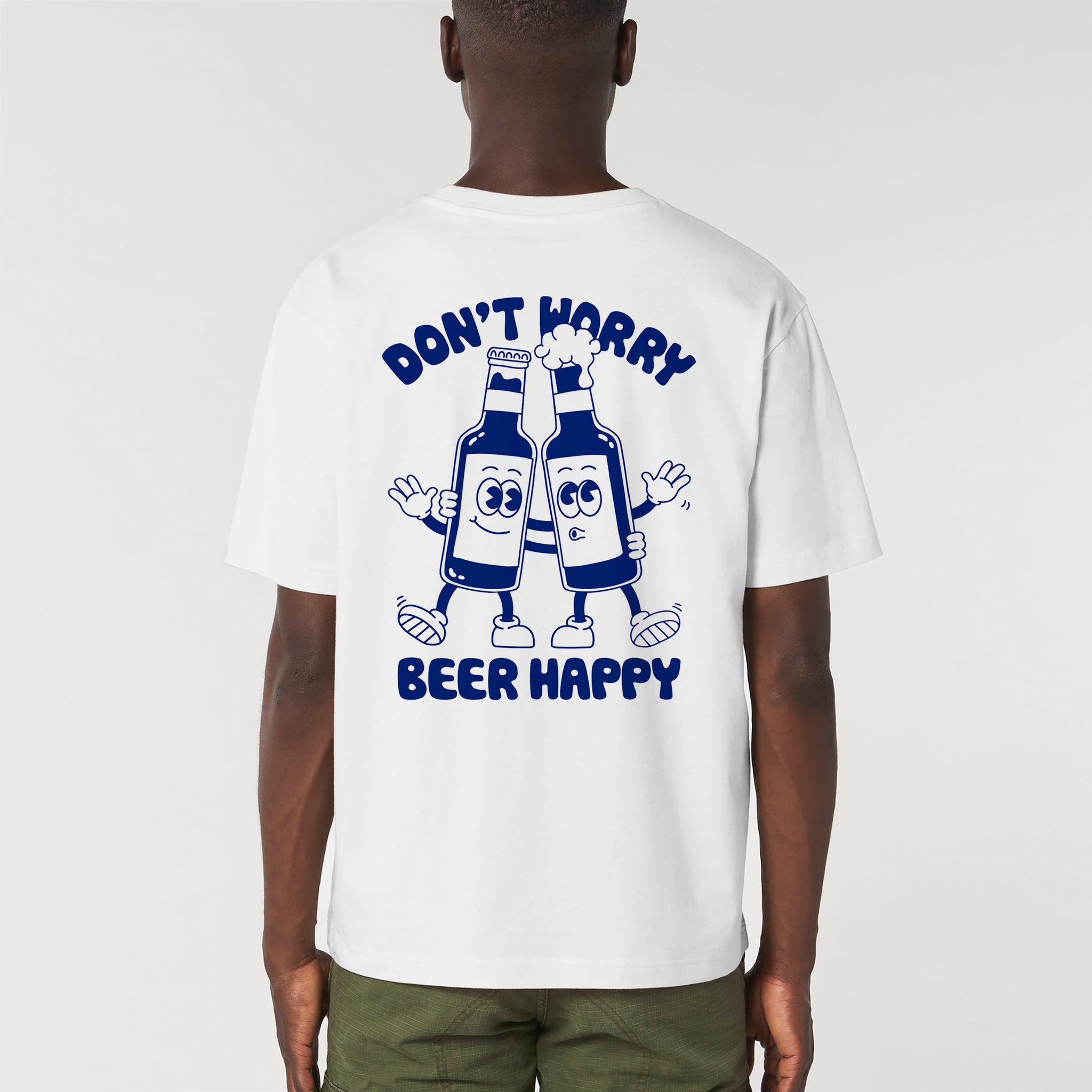 'Don't Worry Beer Happy' Short Sleeve Organic Cotton T-shirt