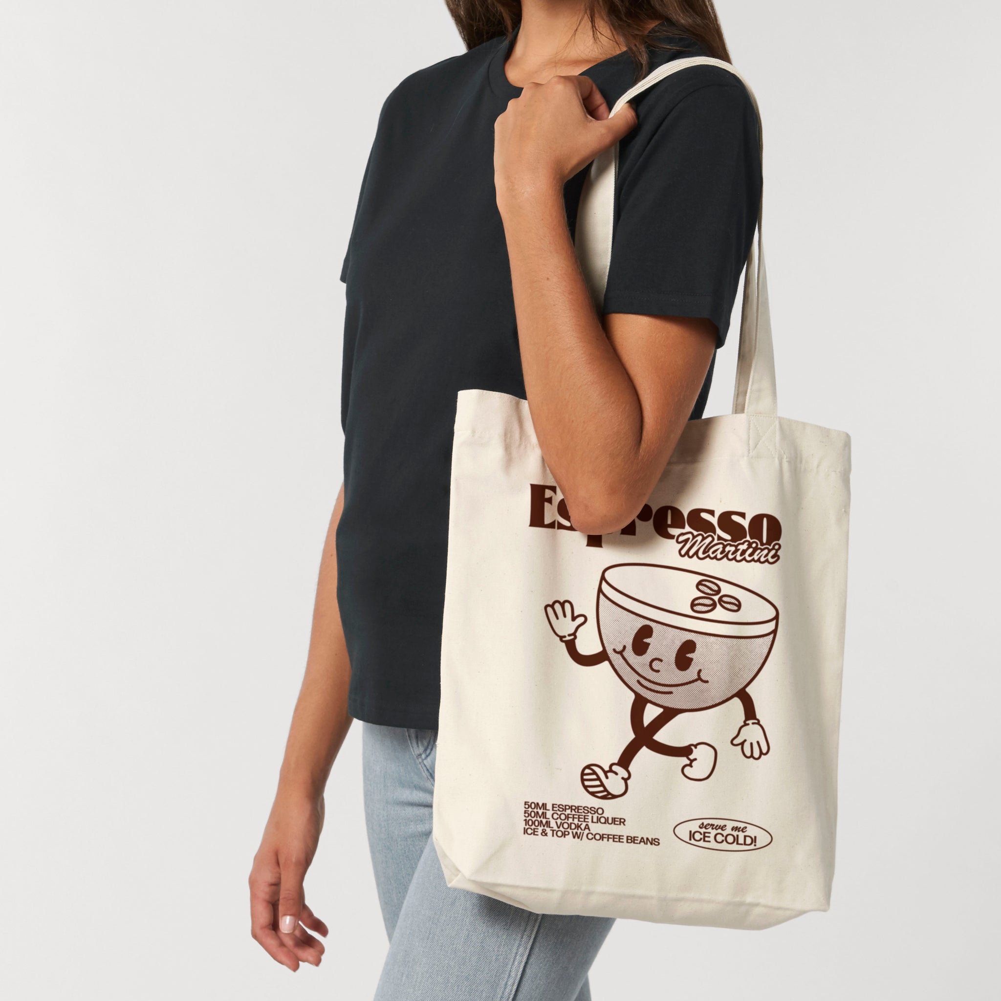 'Espresso Martini' organic cotton canvas tote bag