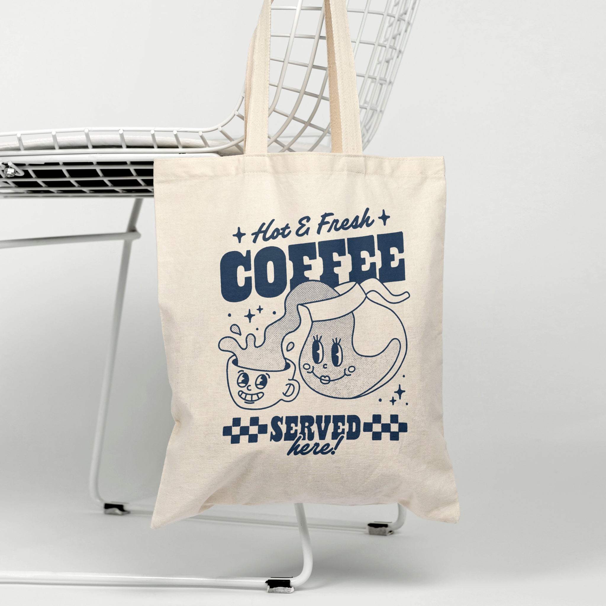 'Hot & Fresh Coffee' organic cotton canvas tote bag