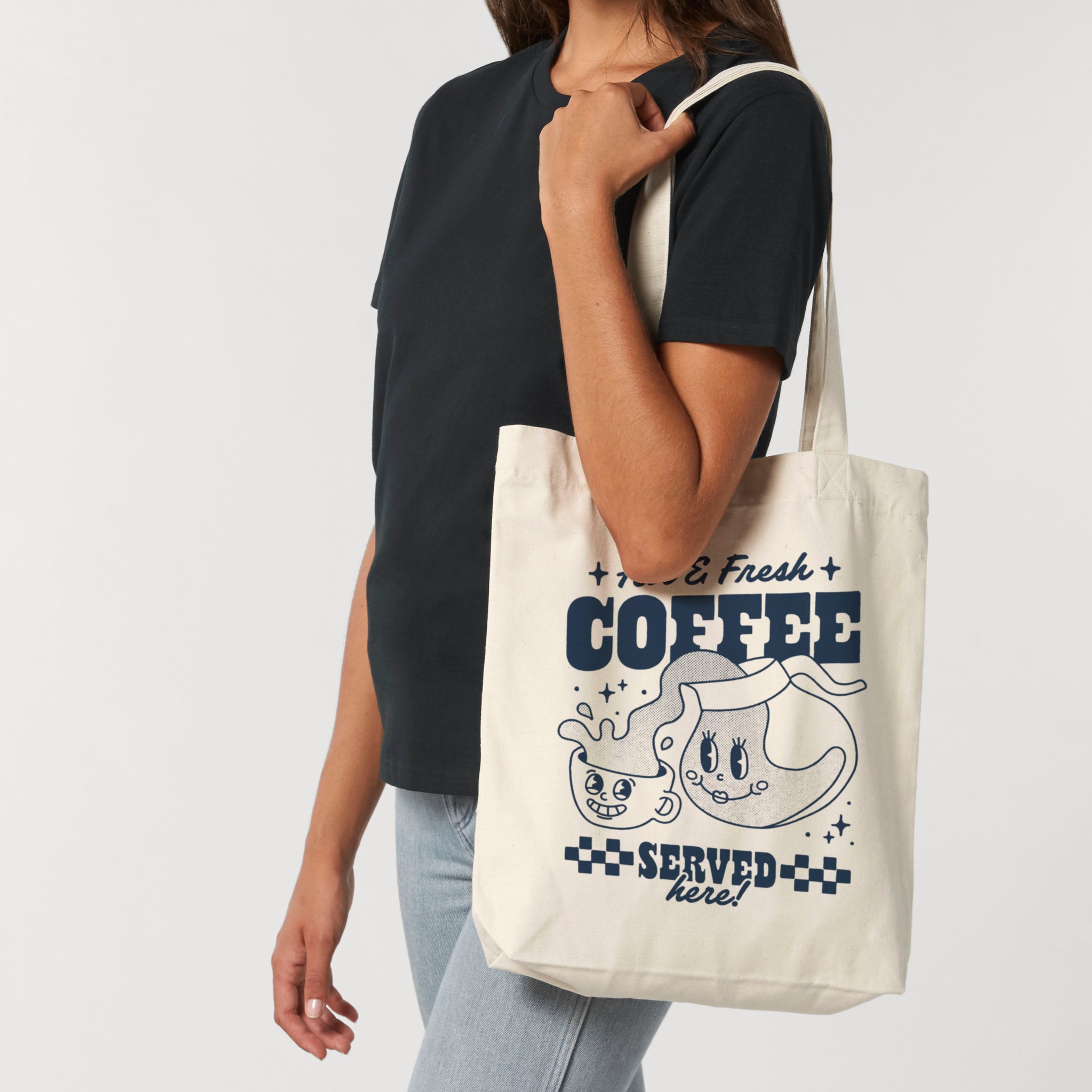 'Hot & Fresh Coffee' organic cotton canvas tote bag