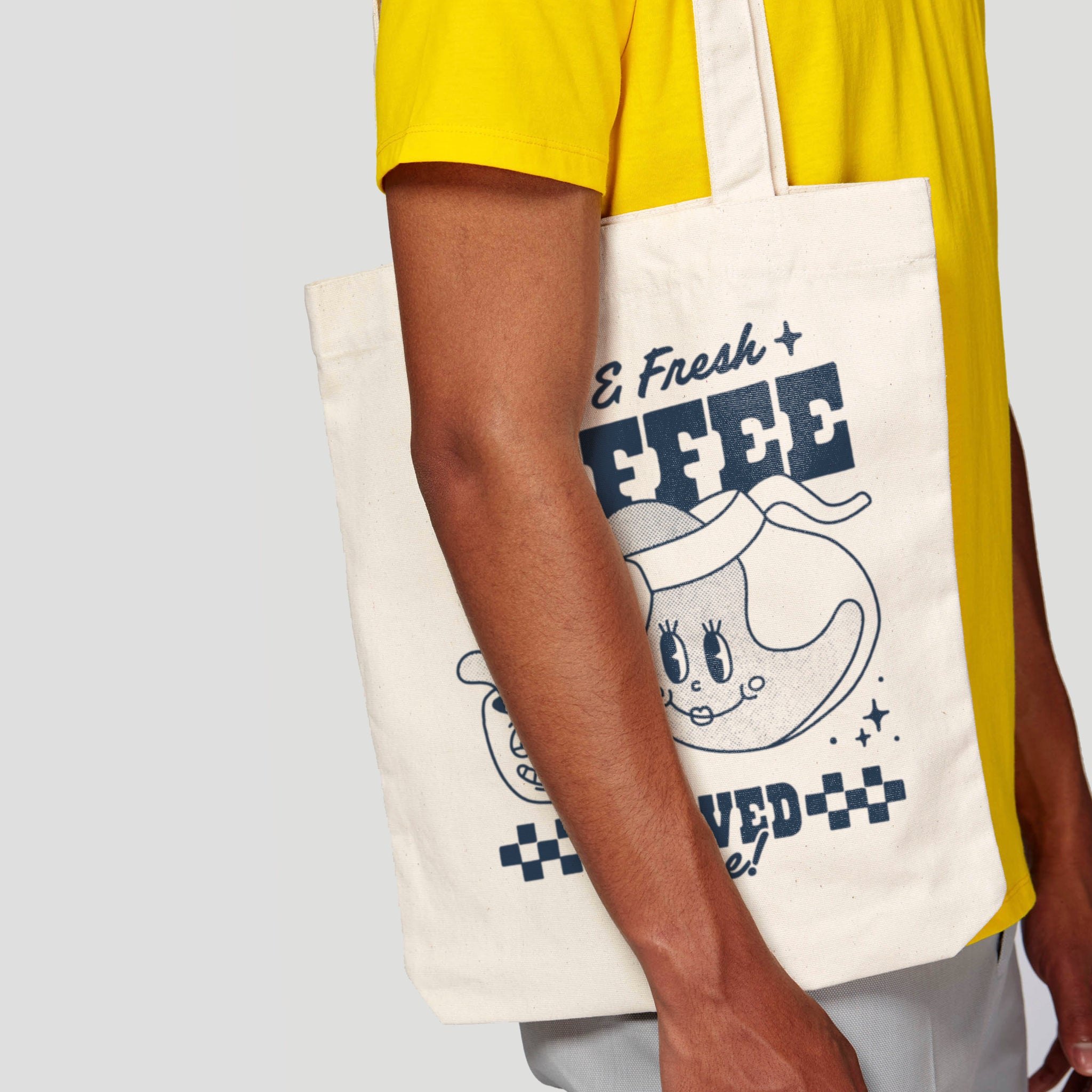 'Hot & Fresh Coffee' organic cotton canvas tote bag