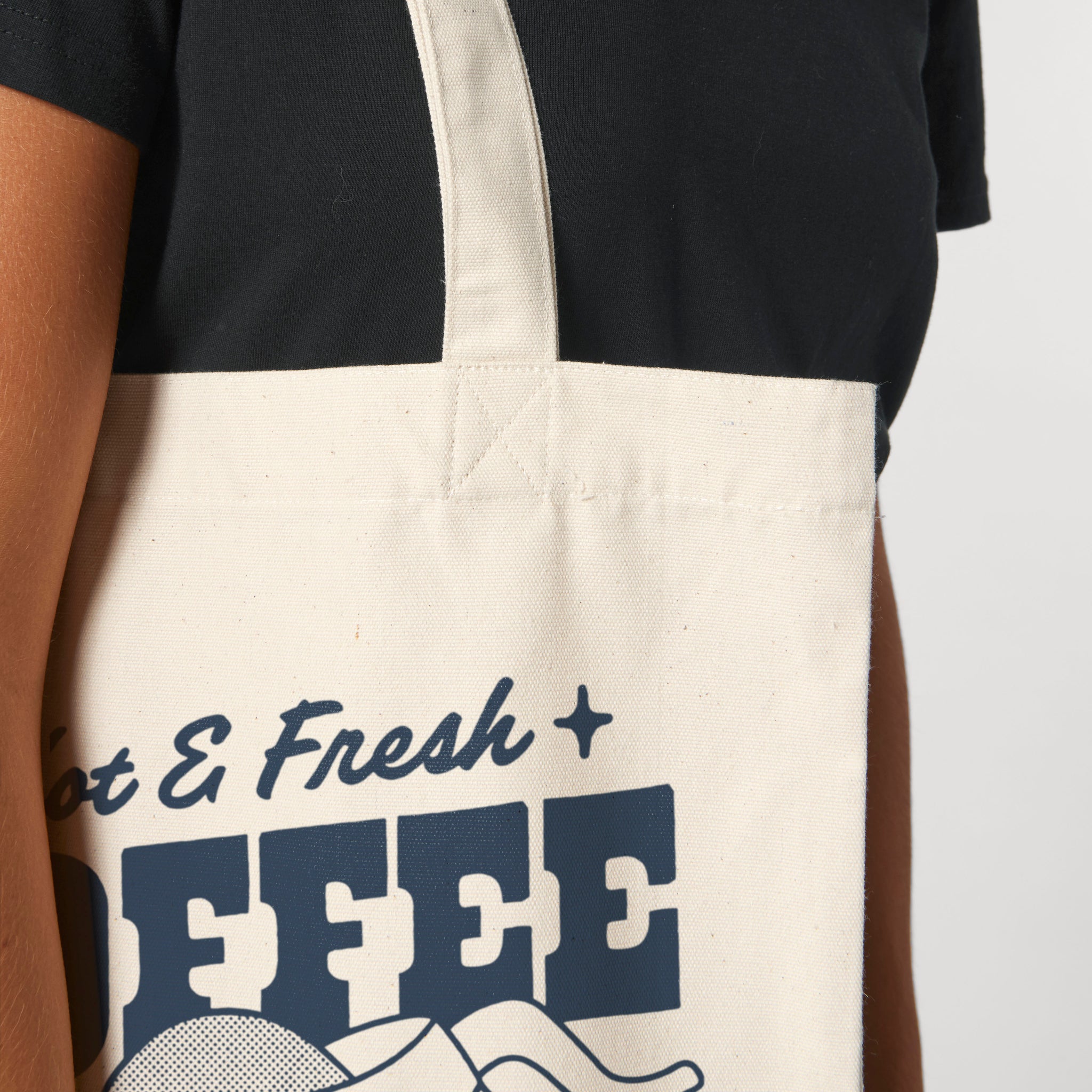 'Hot & Fresh Coffee' organic cotton canvas tote bag