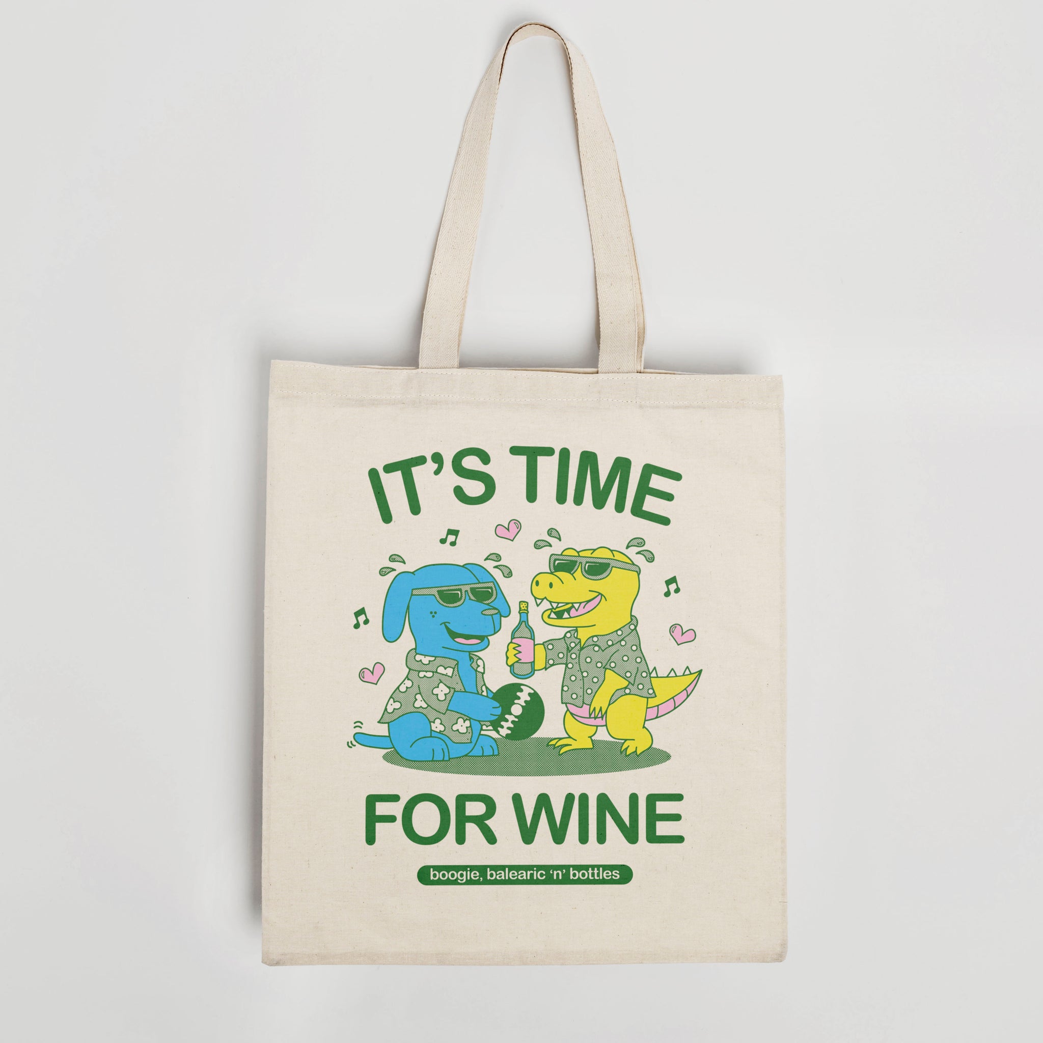 'It's Time For Wine' organic cotton canvas tote bag
