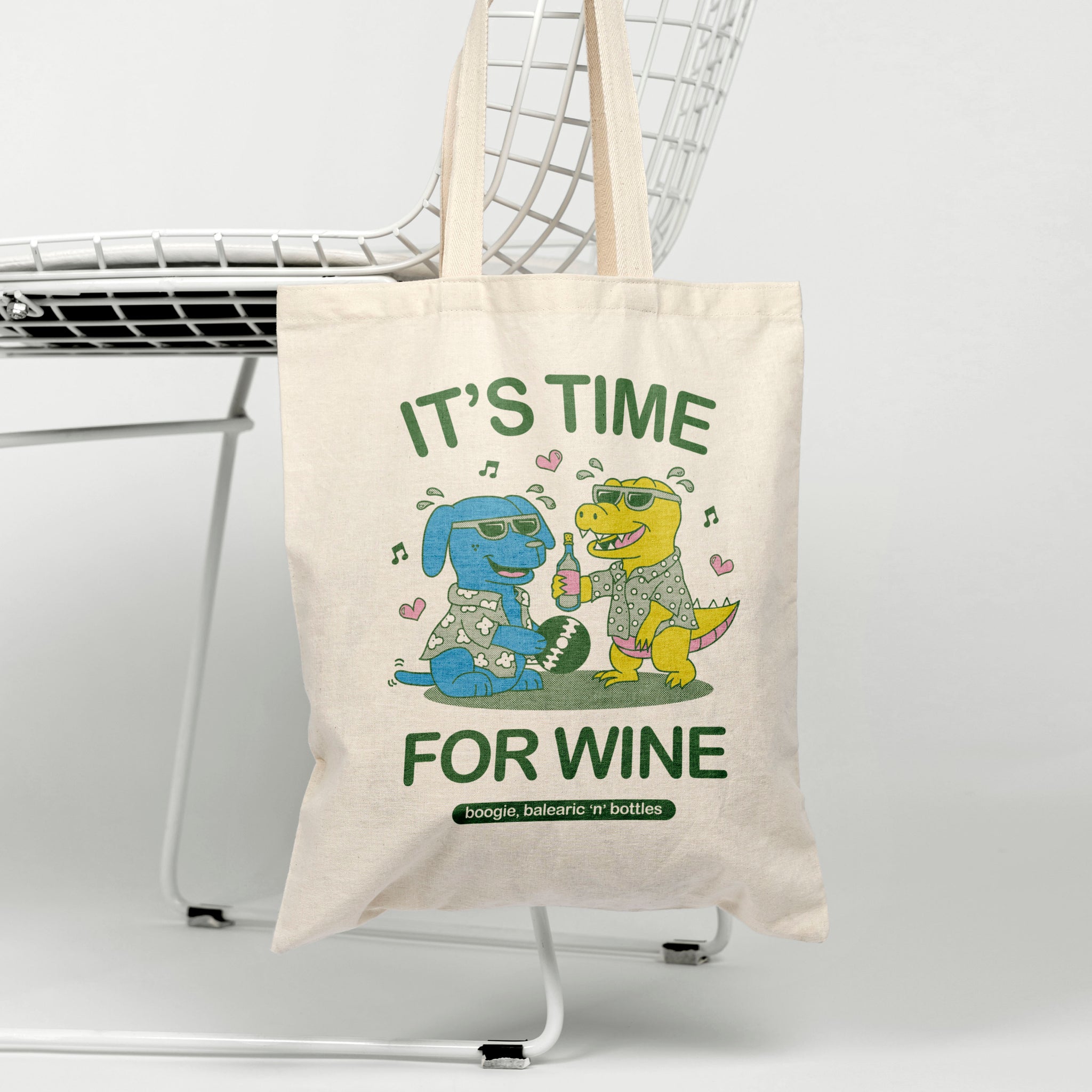 'It's Time For Wine' organic cotton canvas tote bag