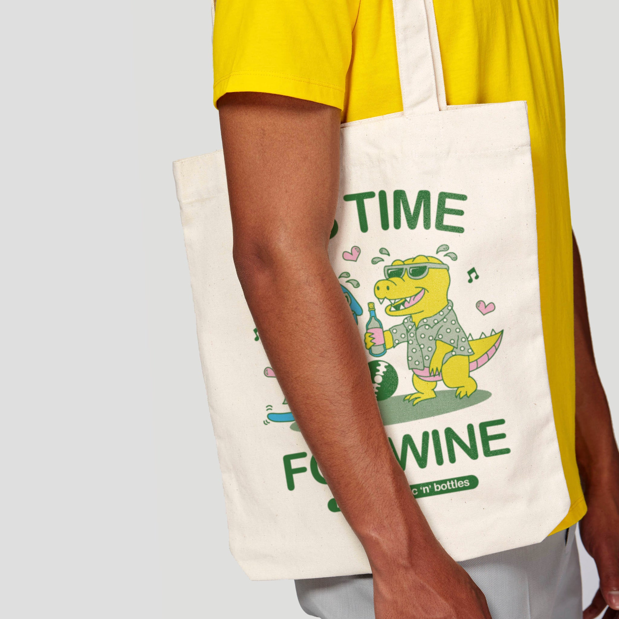 'It's Time For Wine' organic cotton canvas tote bag