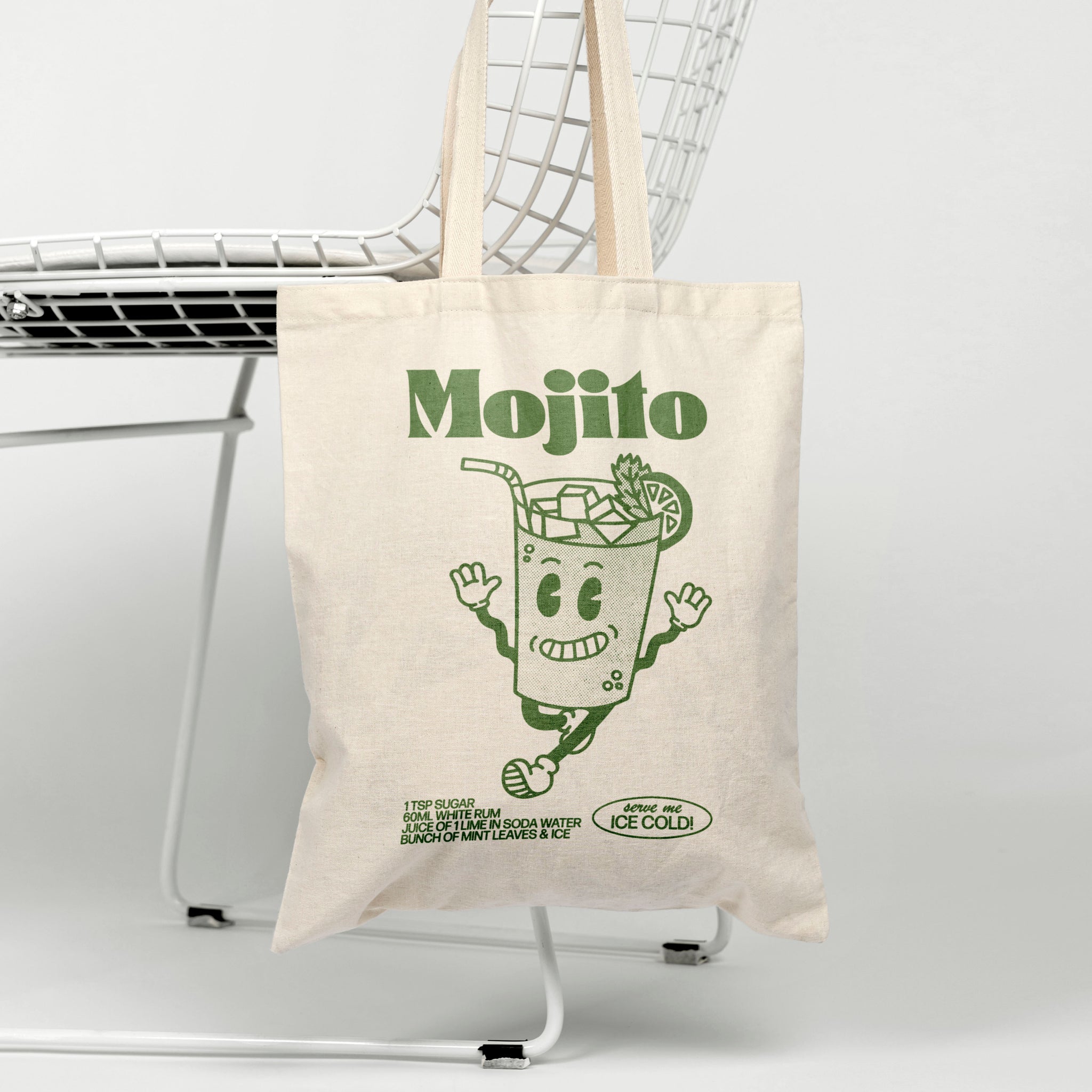 'Mojito' organic cotton canvas tote  bag