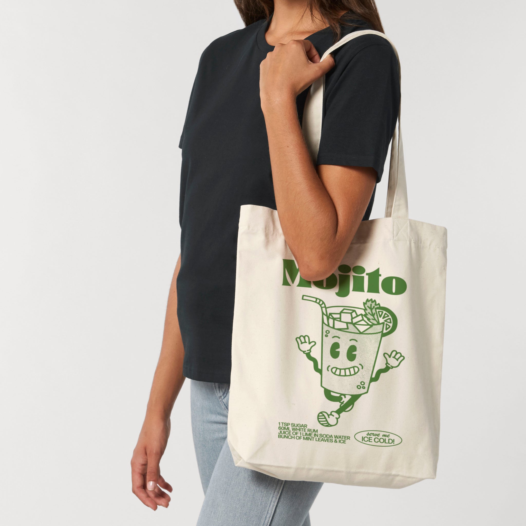 'Mojito' organic cotton canvas tote  bag