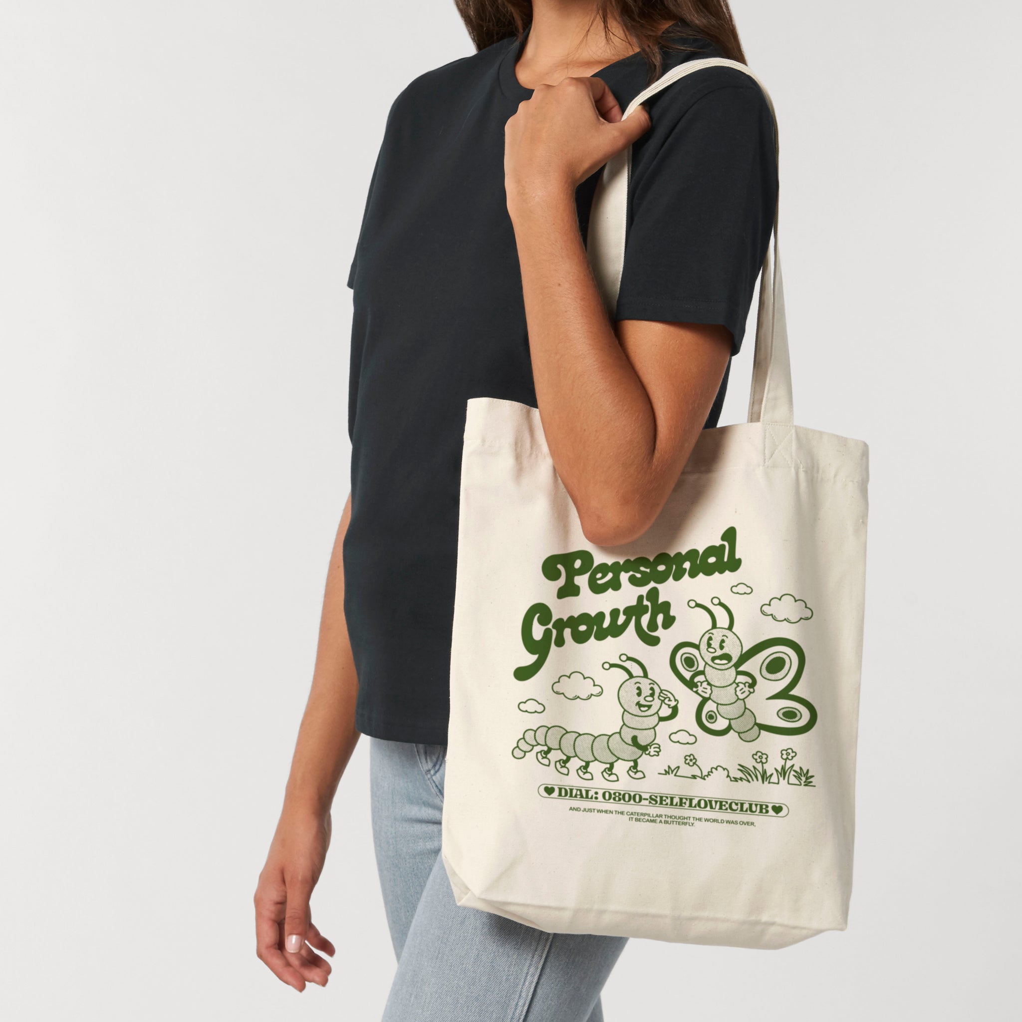 'Personal Growth' organic cotton canvas tote bag