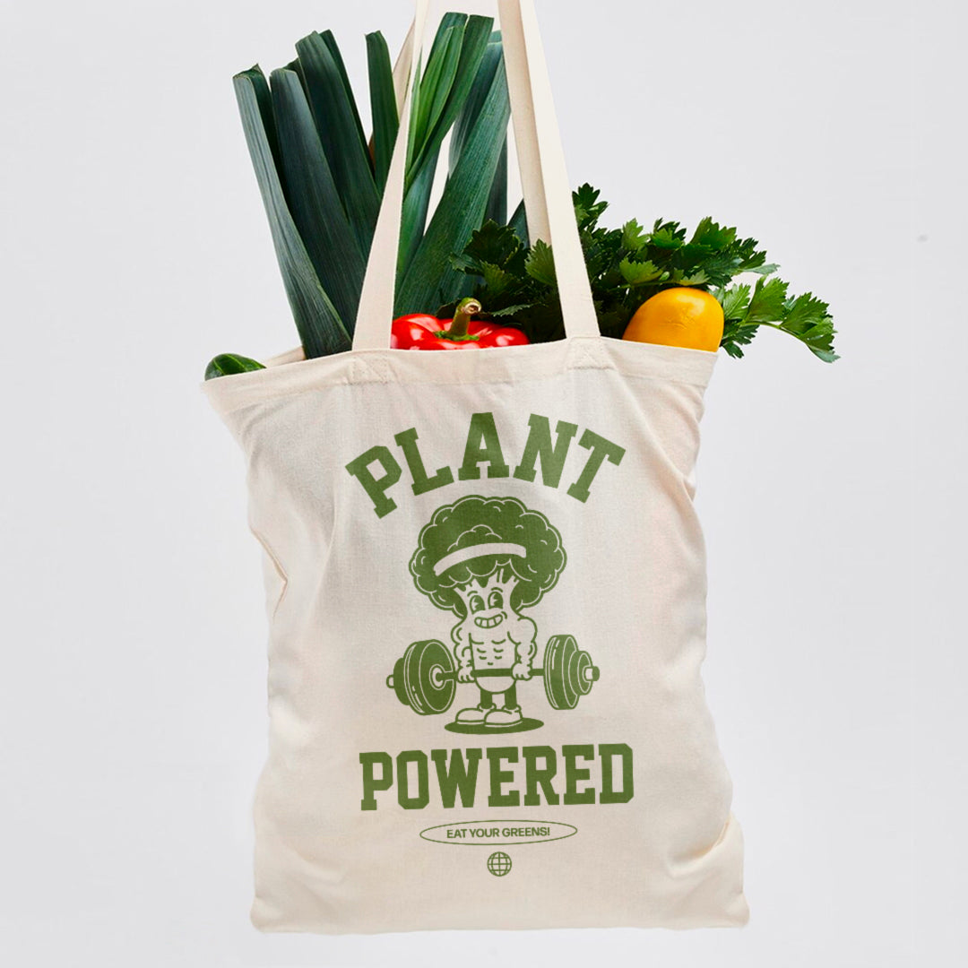 'Plant Powered' organic cotton canvas tote bag