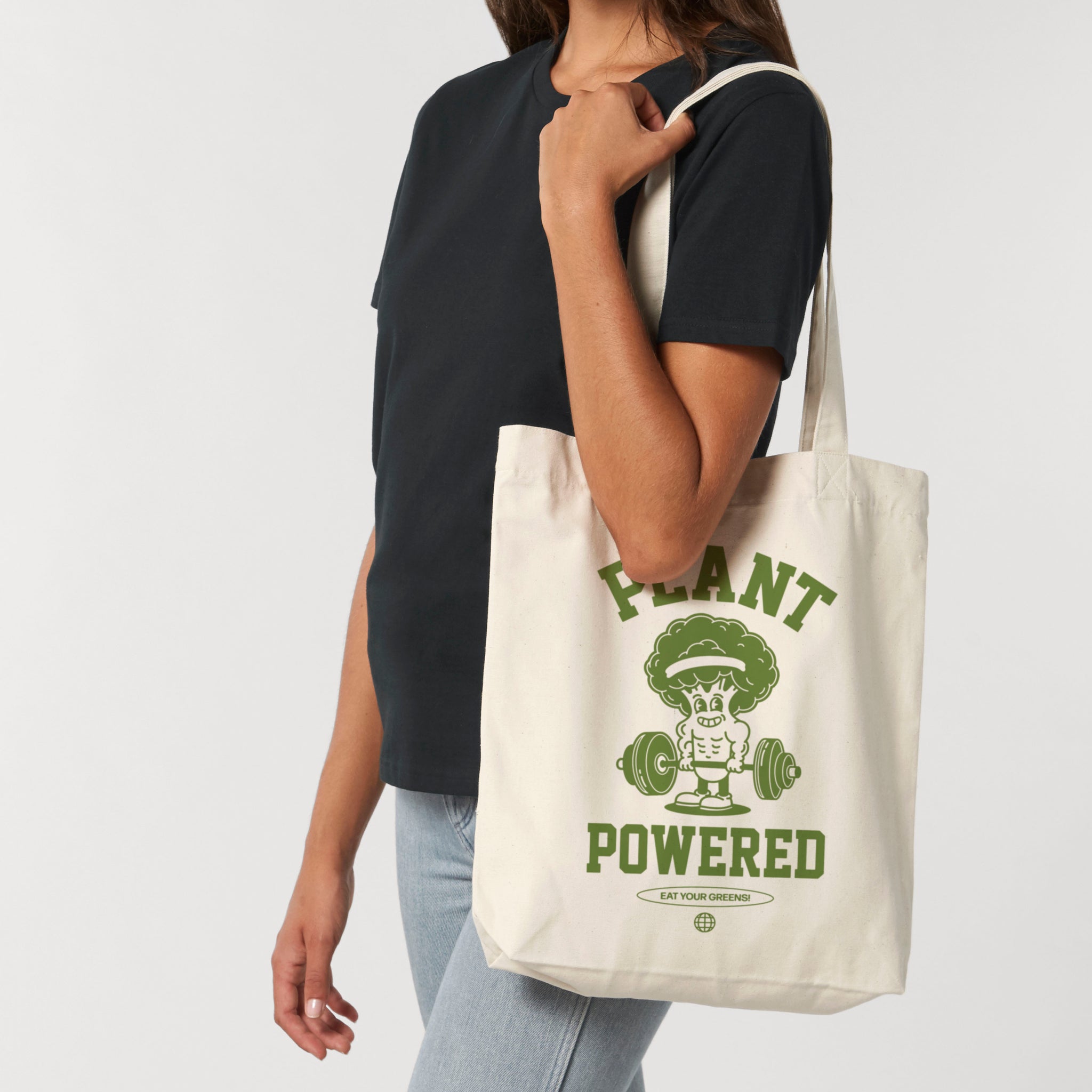 'Plant Powered' organic cotton canvas tote bag