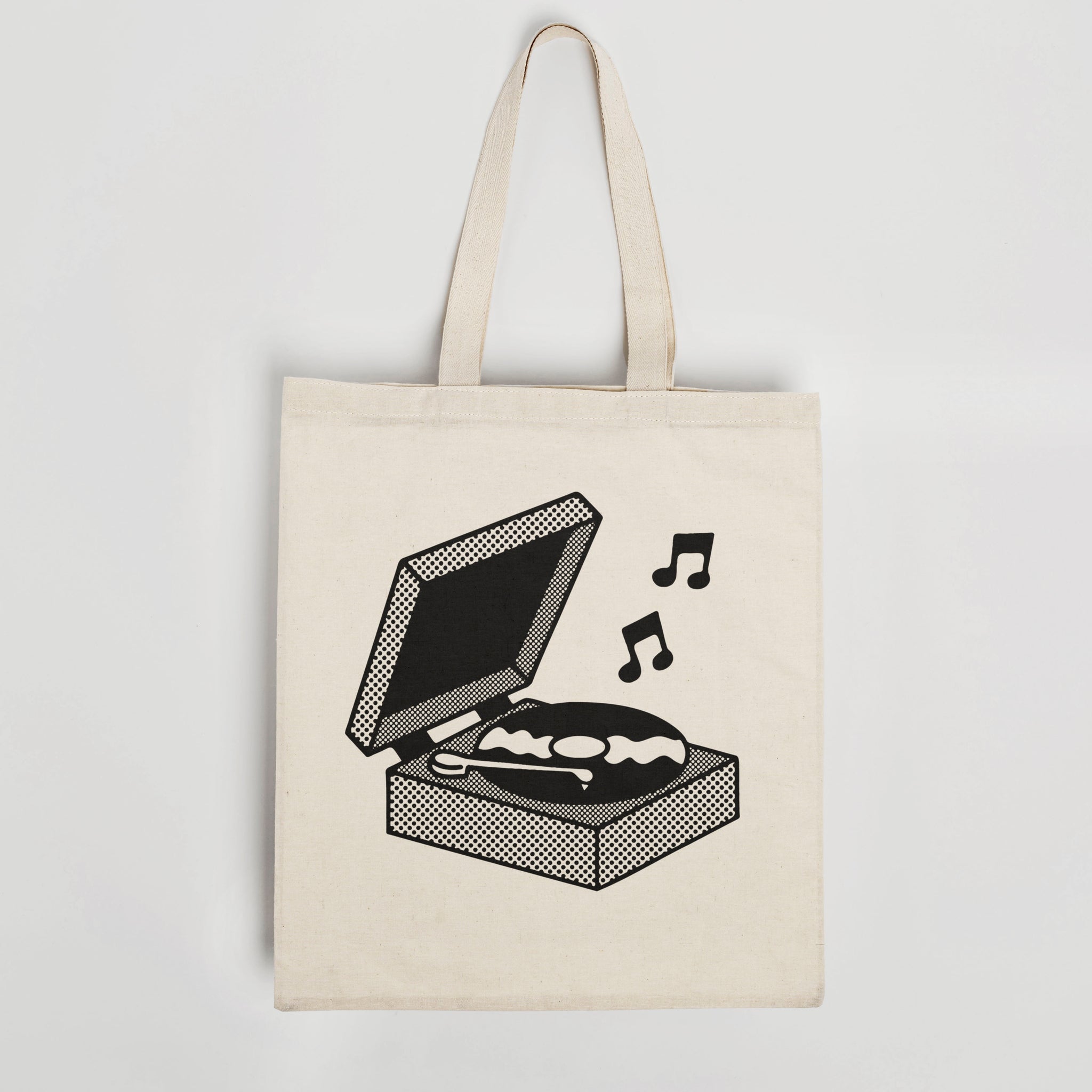 'Record Player' organic cotton canvas tote bag