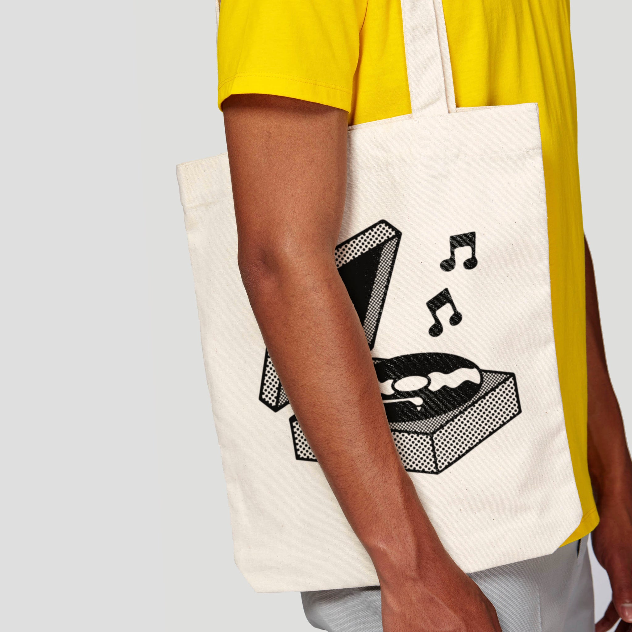 'Record Player' organic cotton canvas tote bag