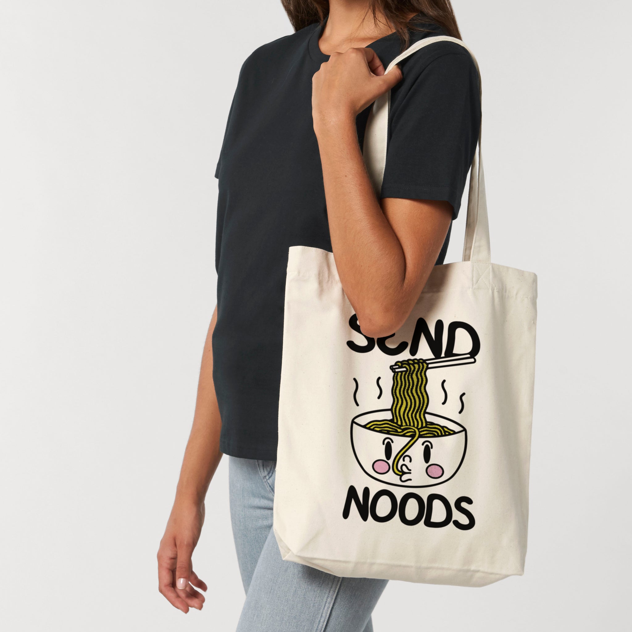 'Send Noods' organic cotton canvas tote bag