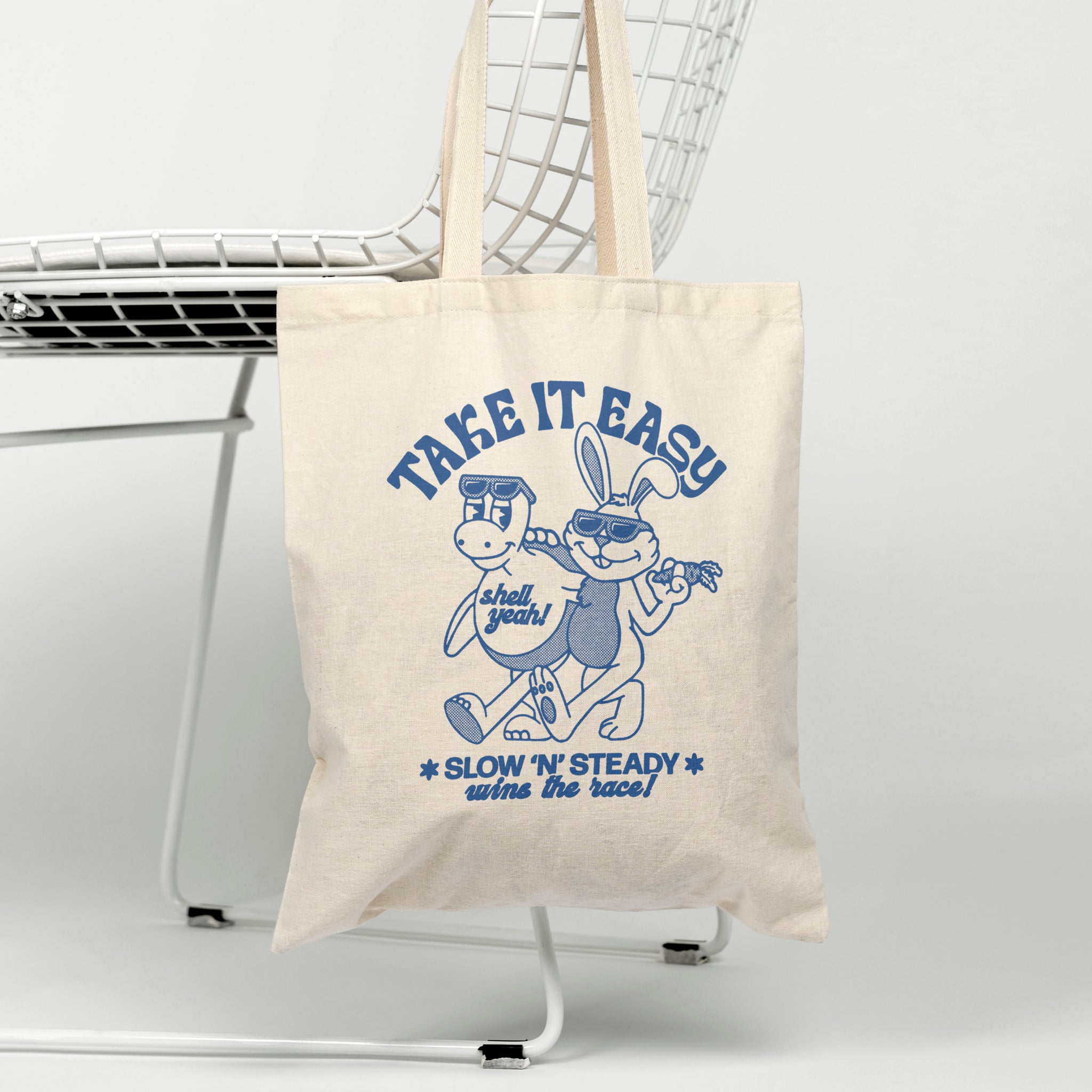 'Take It Easy' organic cotton canvas tote bag