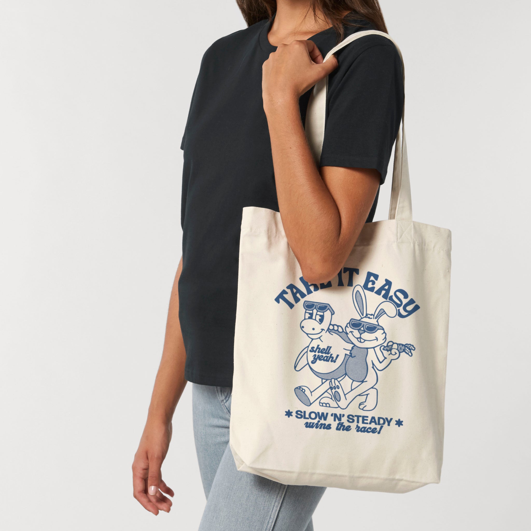 'Take It Easy' organic cotton canvas tote bag