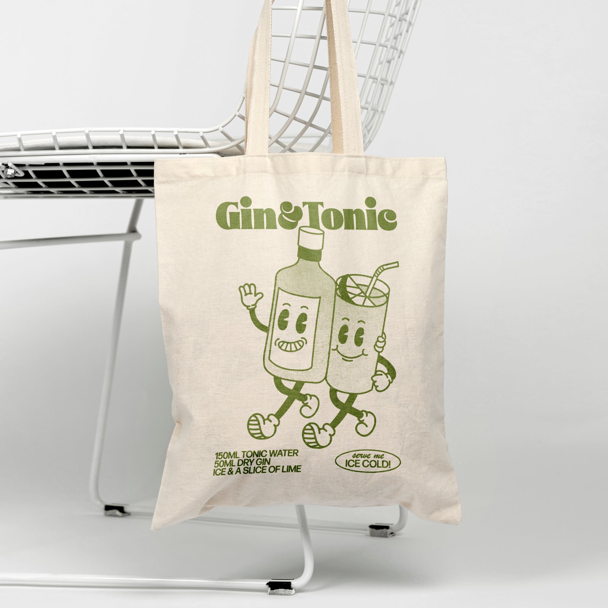 'Gin & Tonic' organic cotton canvas tote bag