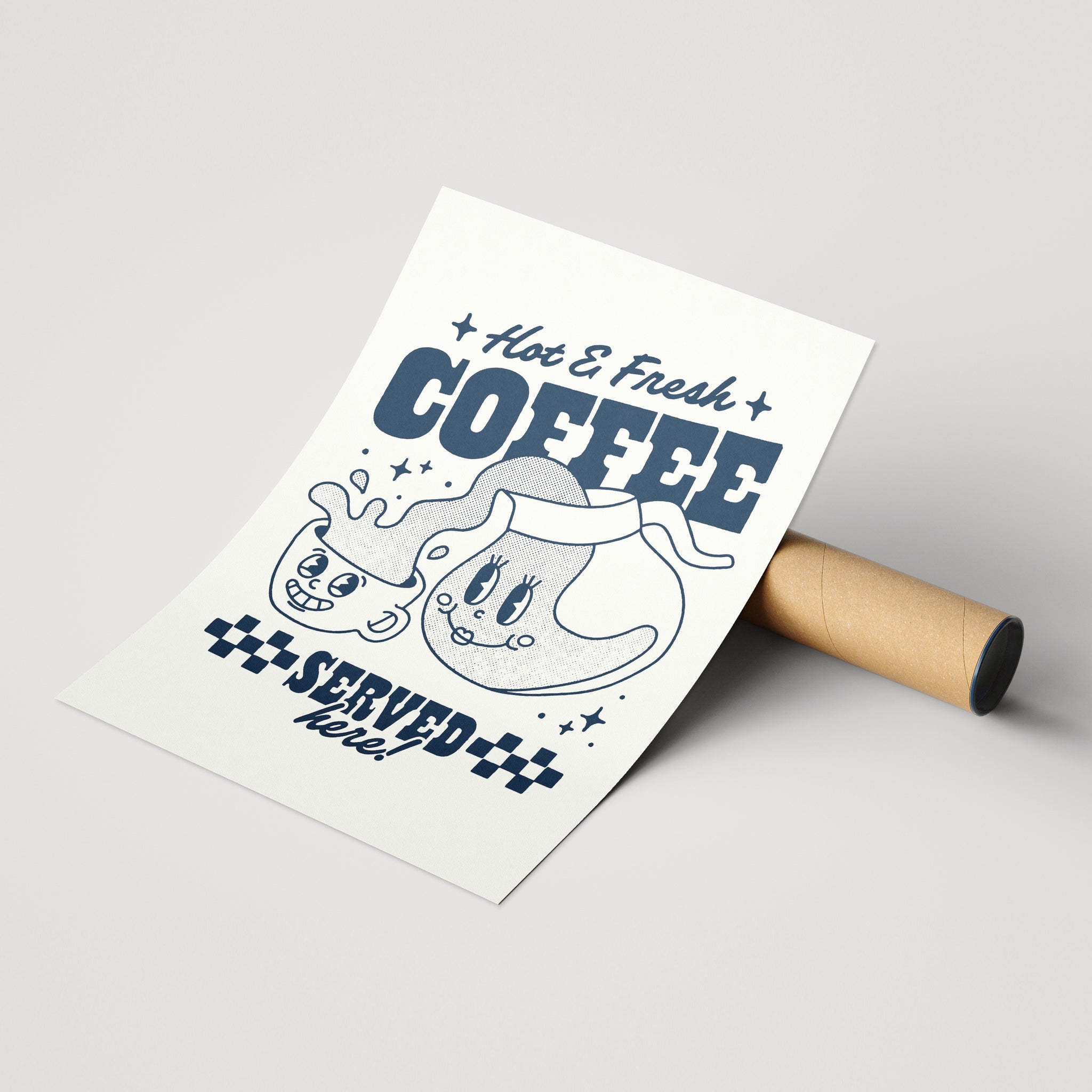 'Hot & Fresh Coffee' white print